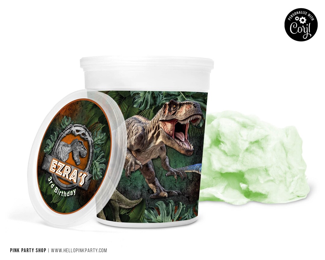 Jurassic Birthday Cotton Candy Wrapper Printable Template Dinosaur ...