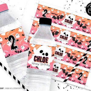 Halloween water labels wrapper, Printable templates, Scary cute beverage drink labels, Boo Party Editable water labels, juice labels