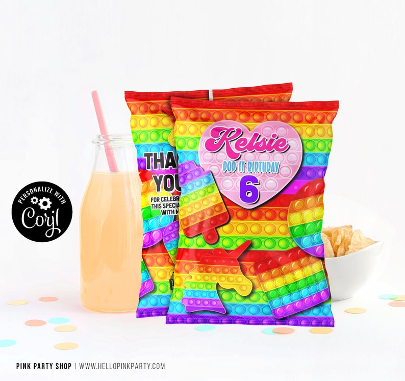 Kids Birthday Chip Bag Template Printable Kids Birthday Chip Etsy