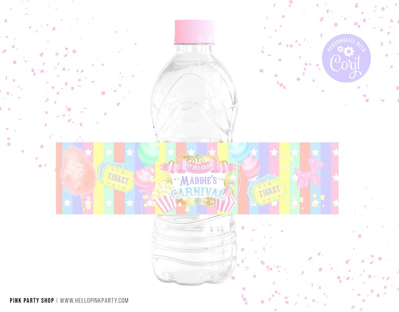 Carnival Birthday Water Labels Wrapper Printable Templates - Etsy