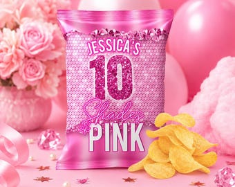 Shades of Pink Birthday Chip Bag Wrapper: Editable Template (Digital Download)
