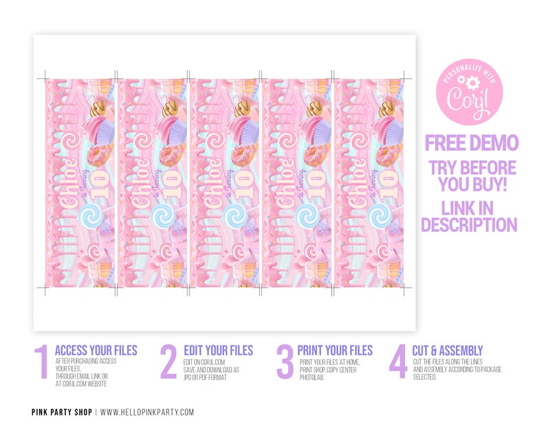 Candyland Birthday Bubble Wrapper Template Printable Candy - Etsy