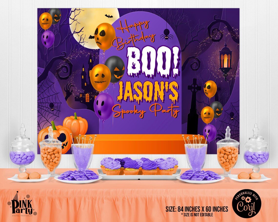 HALLOWEEN PARTY Backdrop Printable Template Kids Birthday - Etsy