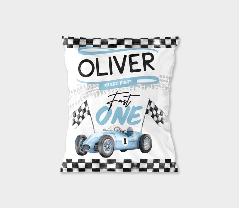 Race Car Chocolate Bar Labels: Fast One Birthday Party Favor (editable ...