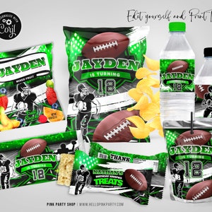 Football Birthday Party Bundle Kit Template Printable American Football party Sport Editable label printable wrapper editable favor FB1