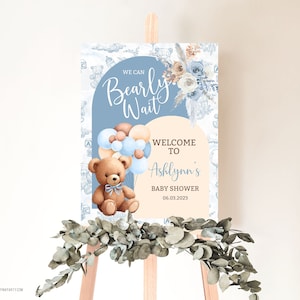 Teddy Bear Baby Shower Welcome Sign, Boho Bear Boy Decor (Digital Download) image 5