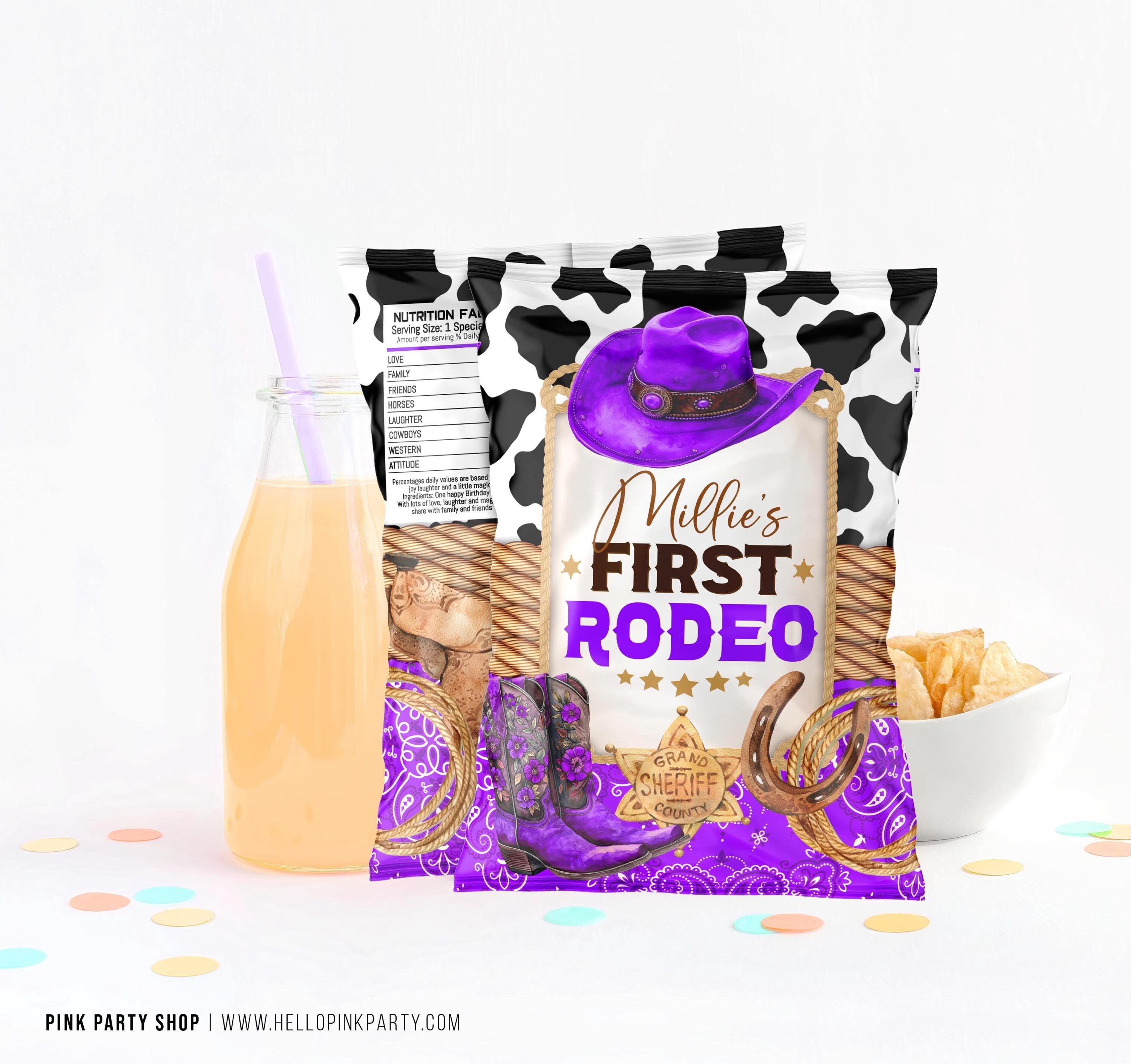 Cowgirl 1st Rodeo Chip Bag: Purple Western Birthday (editable Template ...