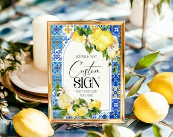 Lemon Positano Custom Sign: Amalfi Coast Printable Editable Template (8x10) (Digital Download) BS224