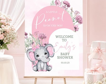 Elephant baby shower welcome sign editable printable template digital download