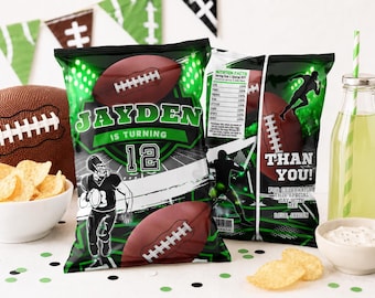 Football Birthday Chip Bag Template: Personalized Party Favor (Digital Download) FB1
