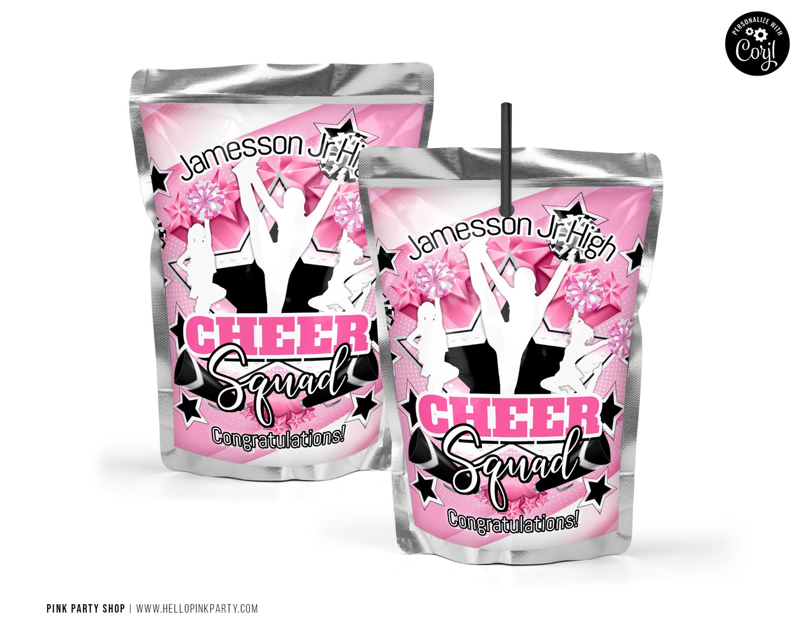 Cheerleading Water Bottle Labels: Editable Cheer Squad Design (digital ...