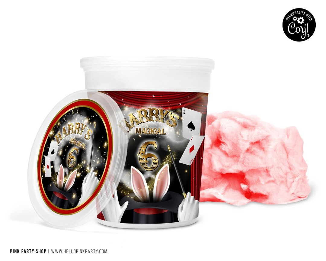 MAGIC COTTON CANDY Magician Birthday Party Editable Printable Party