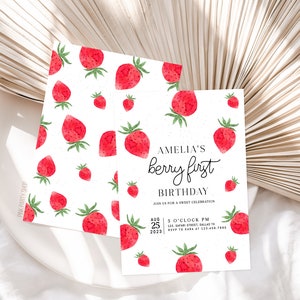 QIANGDAGSI Strawberry First Birthday High Chair Banner – ONE Banner, 80 Inch, Pink Strawberry Theme - View #3