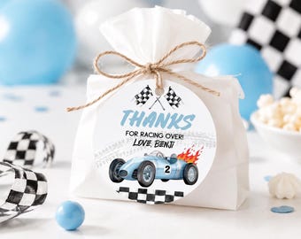 Bewerkbare tags voor raceautobedankjes: bedanklabel verjaardag (digitale download) TF001