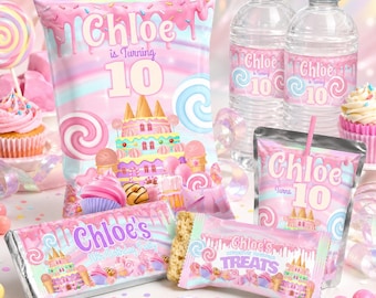 Candyland Geburtstagsparty Favor Bundle, bearbeitbare Candy Land Dekorationen (Digitaler Download)