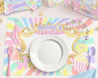 Circus Birthday Placemat: Editable Carnival Party Decor (Digital Download) CB10