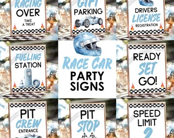 Race Car Birthday Party Signs: Two Fast Games Decor (Digital Download) TF001