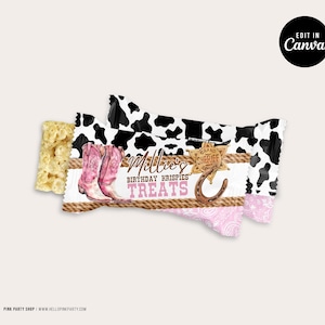 Cowgirl 1st Rodeo Birthday Party Bundle: Editable Favors Labels Canva Template (Digital Download) CWG1 image 5