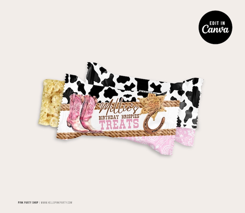Cowgirl 1st Rodeo Birthday Party Bundle: Editable Favors Labels Canva Template (Digital Download) CWG1 image 5