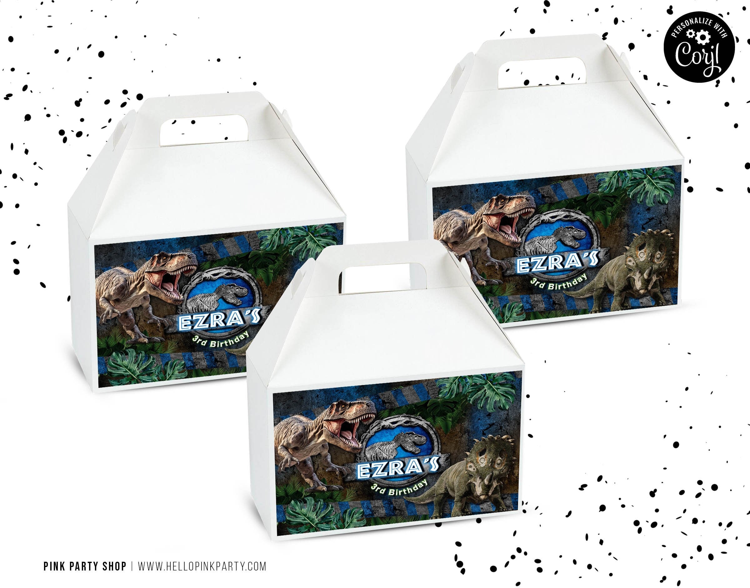Jurassic Birthday gift box label Printable template Dinosaur party box wrapper Custom Editable wrapper Dinosaur Party favor Decoration JB1