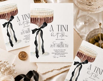 Martini birthday invitation editable canva template (Digital Download)