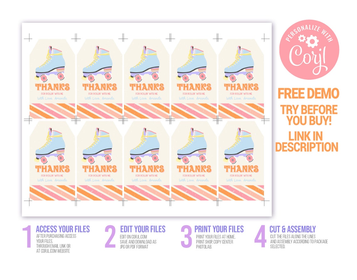 Kids Birthday Thank You Tag Template Printable Kids Birthday - Etsy