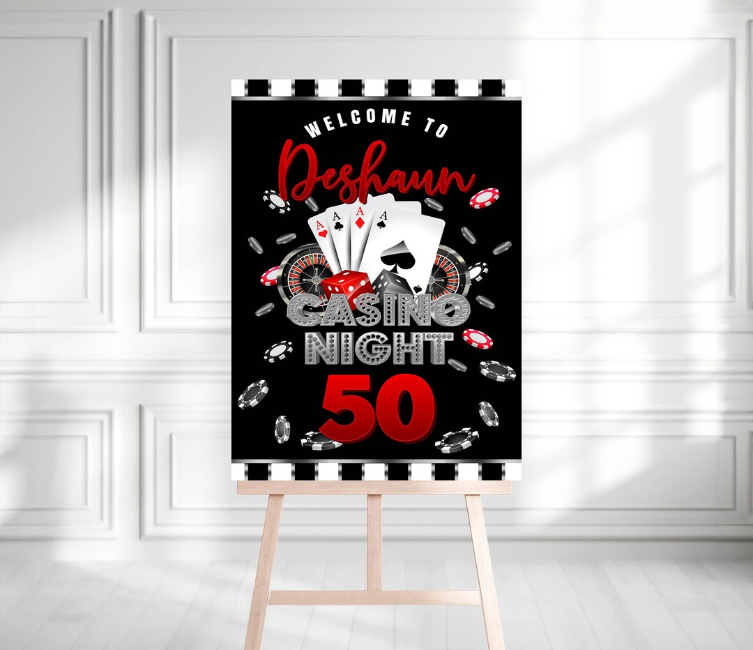 Casino Birthday Printable Welcome Sign Template Adult Birthday Birthday ...