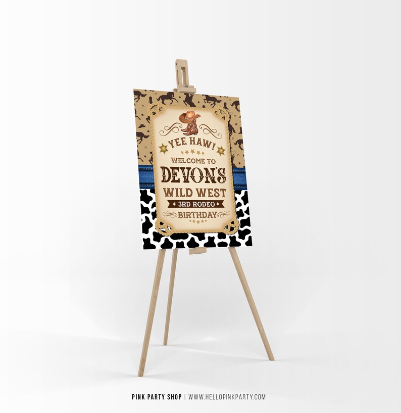 Cowboy Birthday Printable Welcome Sign Template Rodeo Western - Etsy
