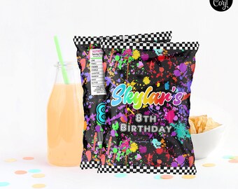 Art Birthday Party Chip Bag Wrapper: Paint Splatter Template (Digital Download)