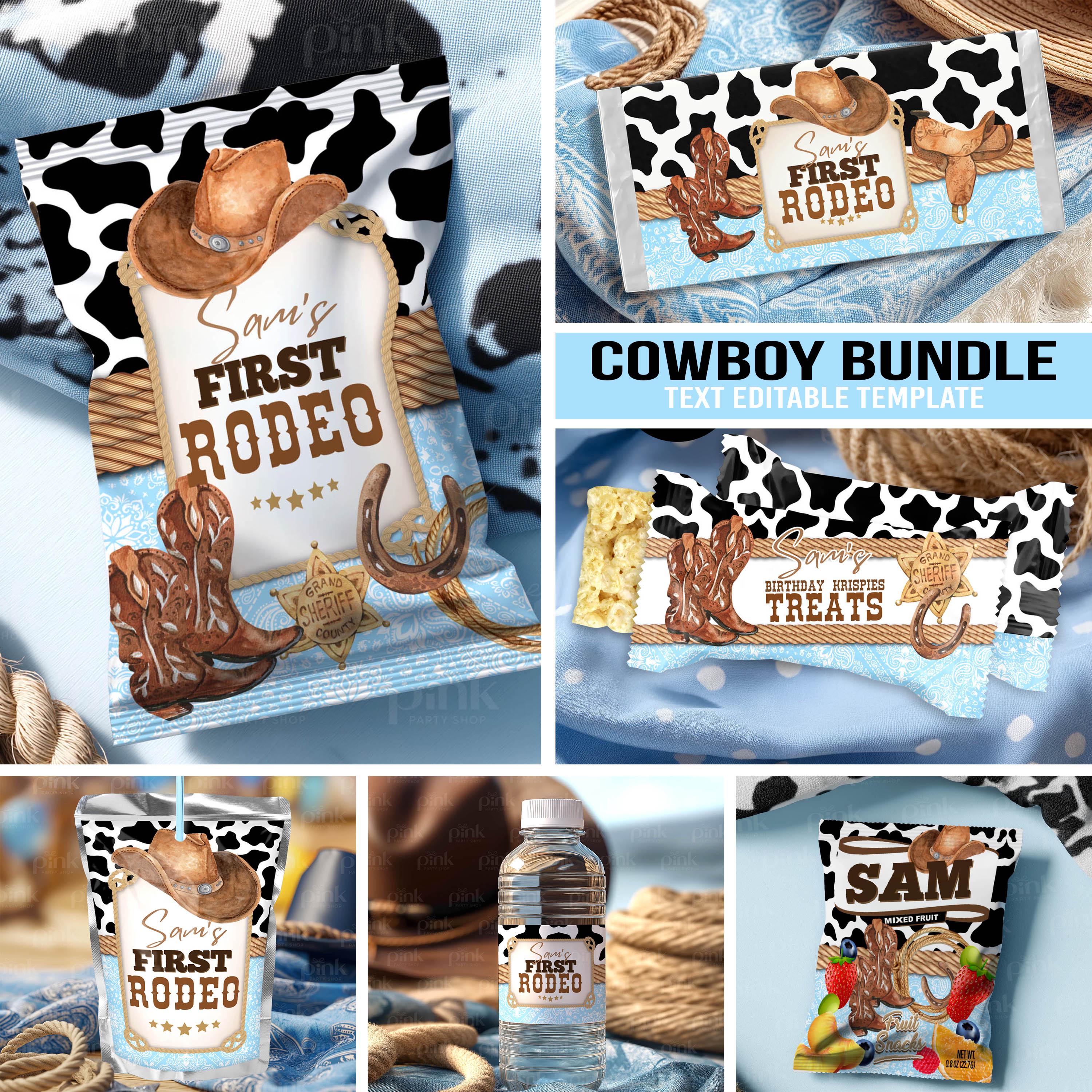 Cowboy 1st Rodeo Party Bundle: Western Editable Labels (digital ...