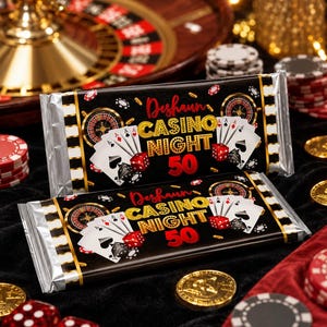 Casino birthday candy bar wrapper editable printable template