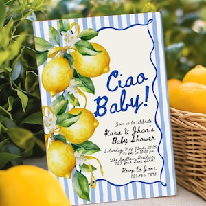 Ciao Baby Shower Invite Ciao Bambino Bambina Italian Baby Shower Invitation Baby Brunch Canva Template Italy Theme Instant Download CI31