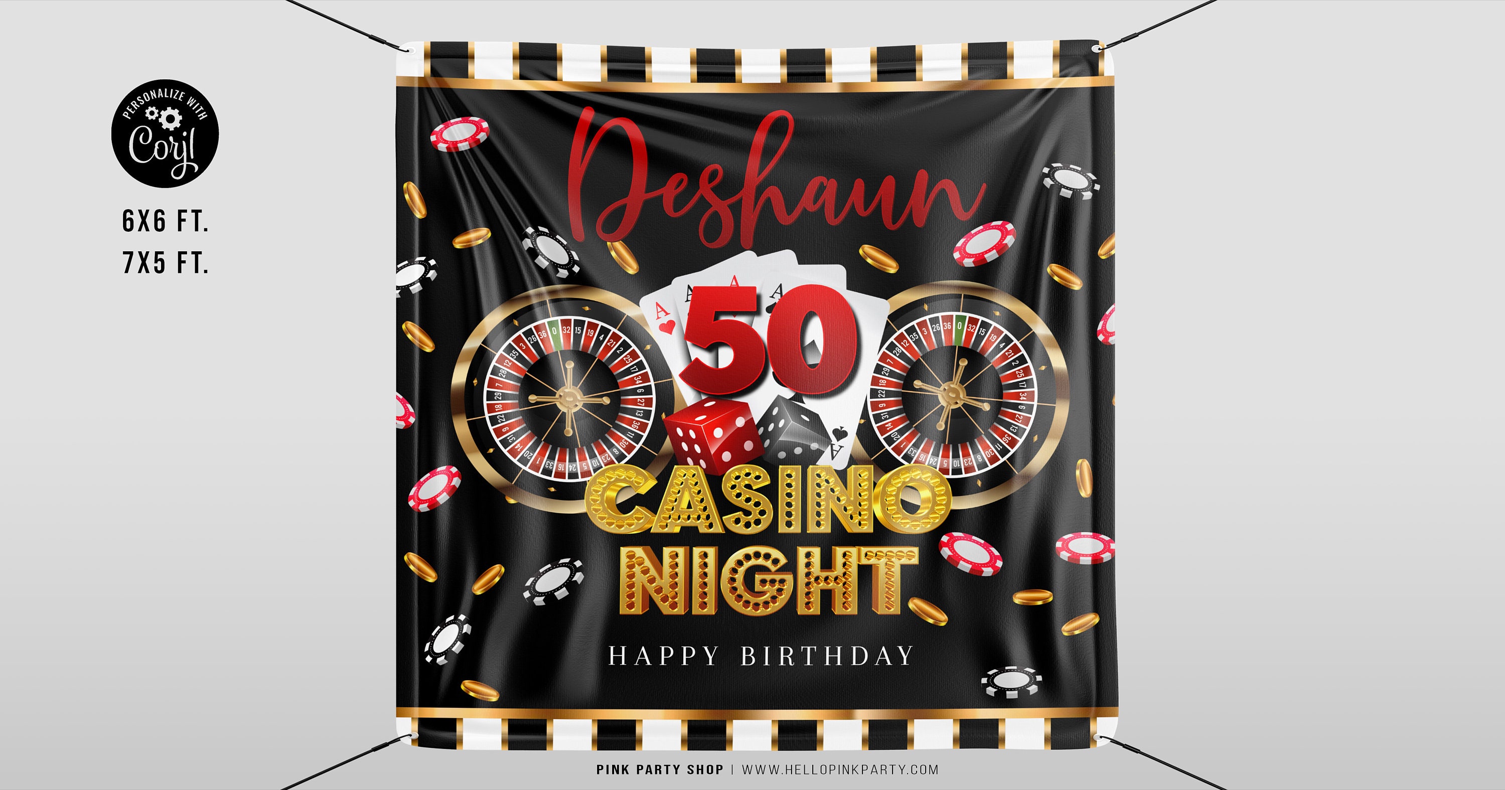 Casino Birthday Backdrop Vegas Casino Night Poker Gambling Party Decor Adults Portrait Customized Photography Background