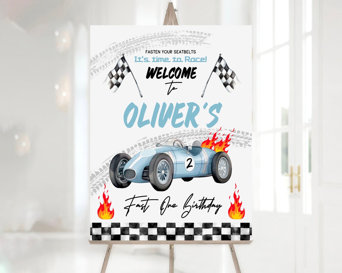 Race Car Chocolate Bar Labels: Fast One Birthday Party Favor (editable ...