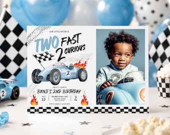 Two Fast Birthday Invitation: Race Car Theme, 2nd Birthday (Digital Download) TF001
