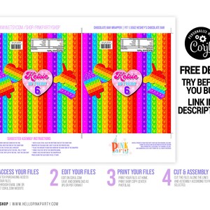 Kids Birthday Candy Bar Wrapper Template Printable Kids - Etsy