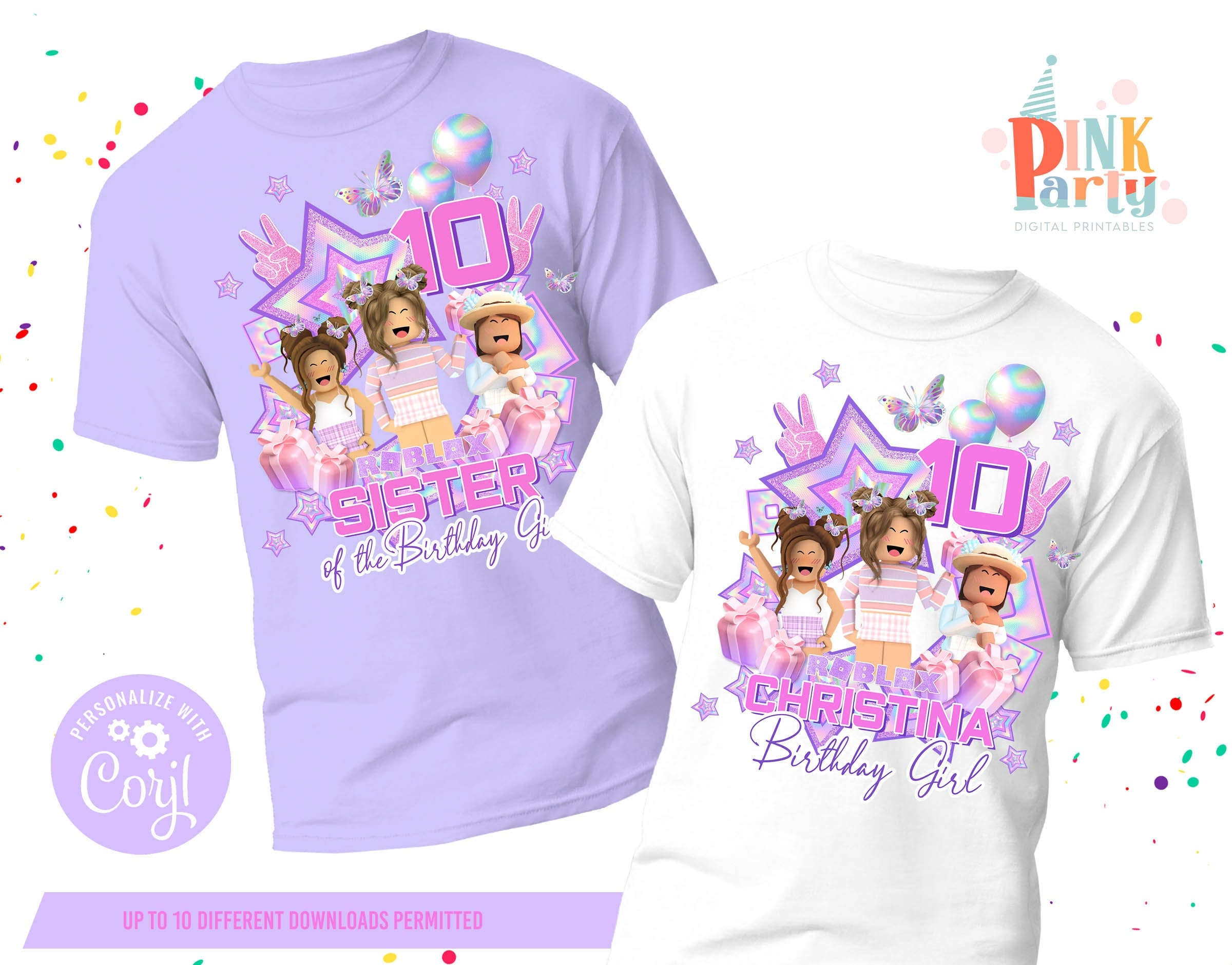 Roblox Birthday Party Shirt PNG, Roblox, roblox girl, birthday party,  birthday girl, guests, High resolution, sublimation, printable HTV