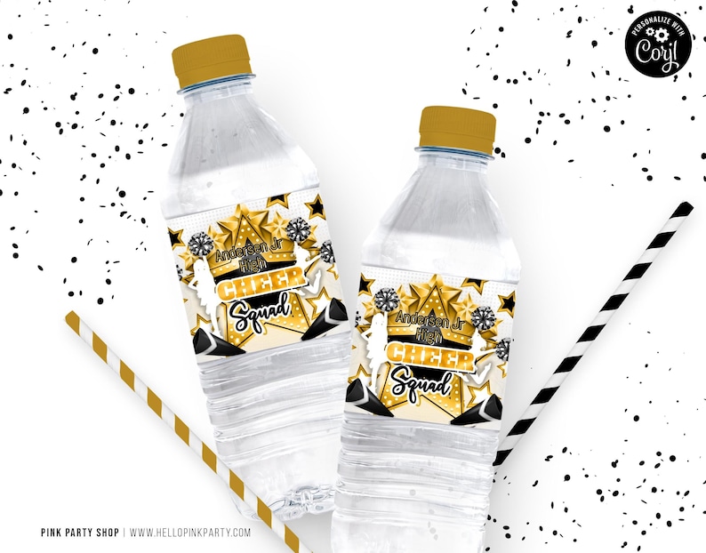Cheerleading Water Bottle Labels: Editable Cheer Squad Printable ...