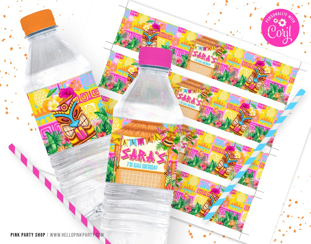 Kids Birthday Water Labels Wrapper, Printable Templates, Kids Birthday ...