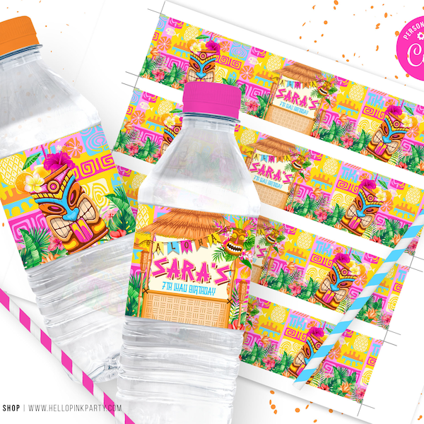 Kids Birthday water labels wrapper, Printable templates, kids Birthday beverage drink labels, kids Editable water labels, juice labels