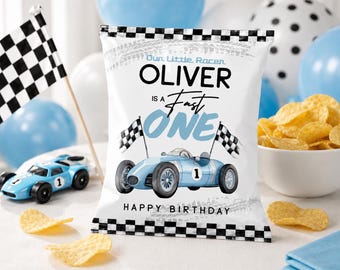 Sac à puces pour voiture de course : cadeau d'anniversaire Fast One (modèle éditable numériquement) TF001