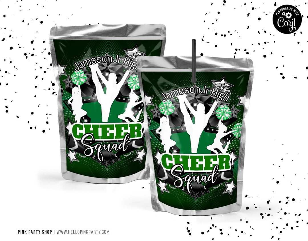 Cheerleading Juice Pouch Labels, Printable Templates, Cheer Squad ...