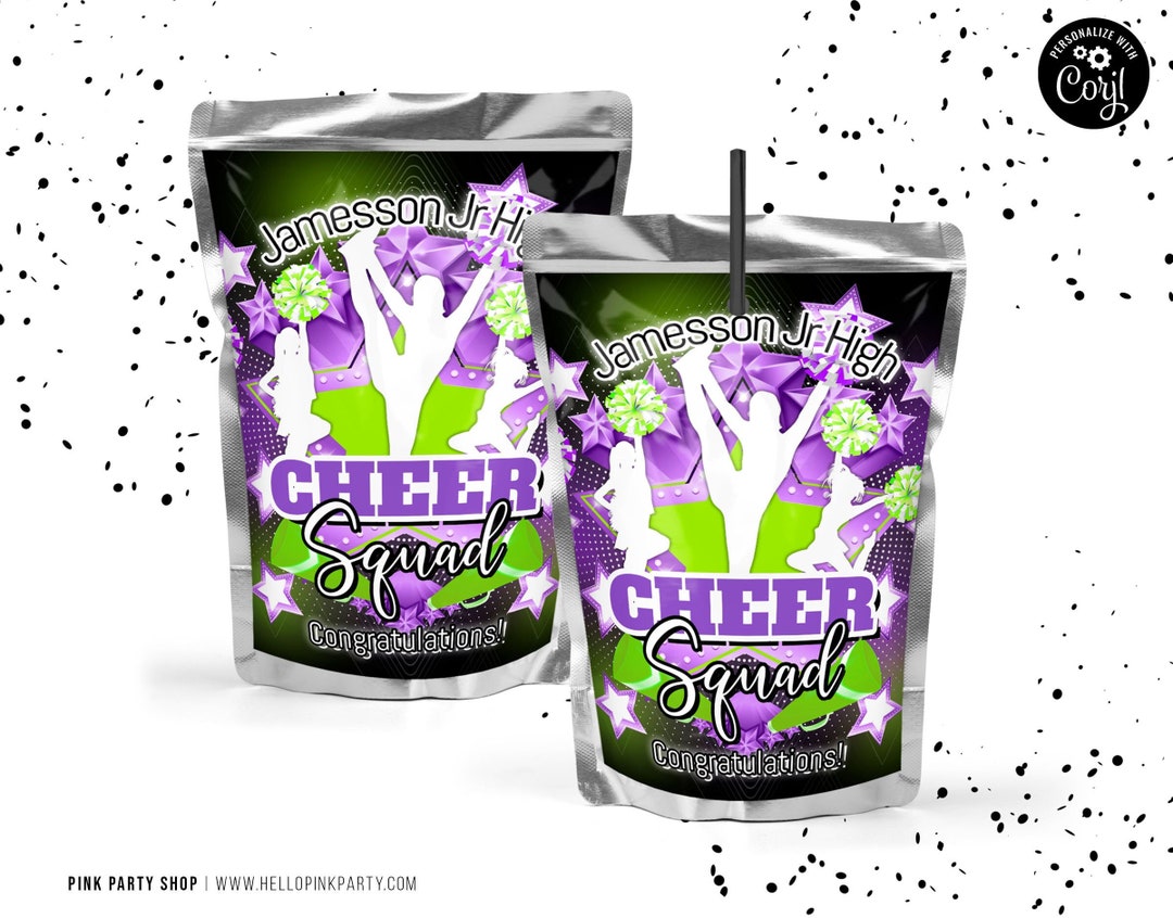 Cheerleading Juice Pouch Labels, Printable Templates, Cheer Squad ...