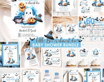 Little Boo Baby Shower Bundle, Blue Ghost Theme (Editable) LBS1