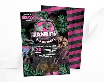 Jurassic Birthday Invitation template editable Dinosaur Invite for girl Dino Birthday Party Birthday Invite Template instant download