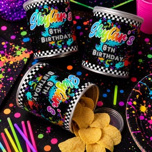 Neon paint party potatoes can wrapper printable editable template