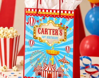 Carnival Circus Birthday Gift Bag Labels: Editable Template (Digital Download)
