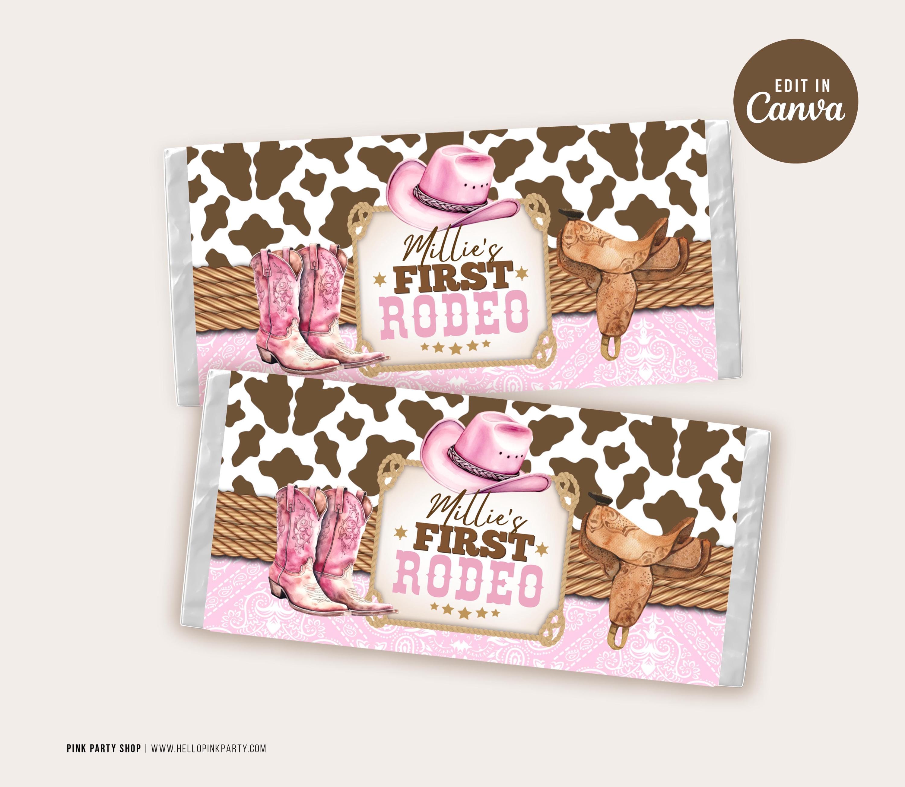 Cowgirl 1st Rodeo Birthday Party Bundle: Editable Pink Western Labels ...