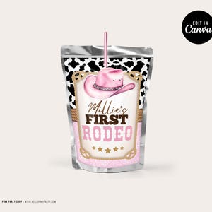 Cowgirl 1st Rodeo Birthday Party Bundle: Editable Favors Labels Canva Template (Digital Download) CWG1 image 6