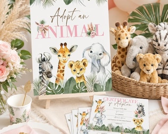 Safari Adopt an Animal Sign & Certificate: Jungle Birthday (Digital Download) WILD005